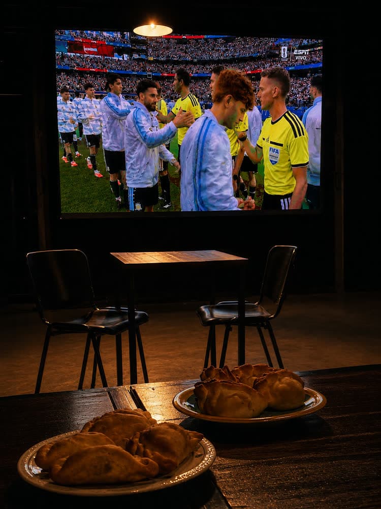 Empanadas caseras y el partido de la Selección en la pantalla de la cantina